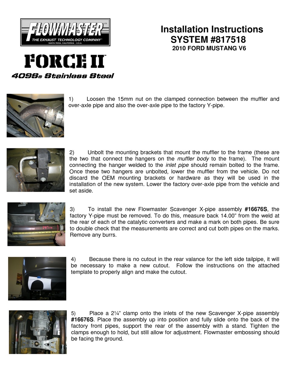 FLOWMASTER 817518 INSTALLATION INSTRUCTIONS Pdf Download ManualsLib