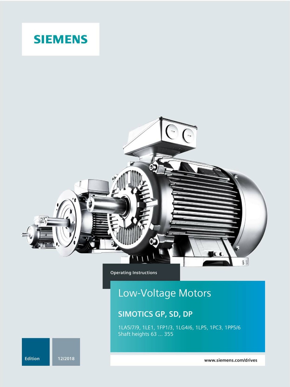 SIEMENS SIMOTICS GP SERIES OPERATING INSTRUCTIONS MANUAL Pdf Download ...