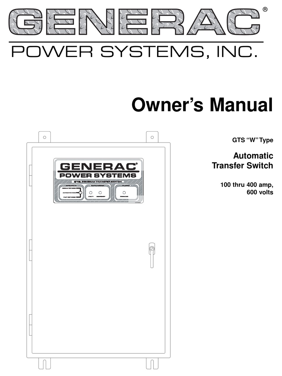 Generac Automatic Transfer Switch 100Amp 480Volt GTS GTS010W-2A2LDNAN 0006762 