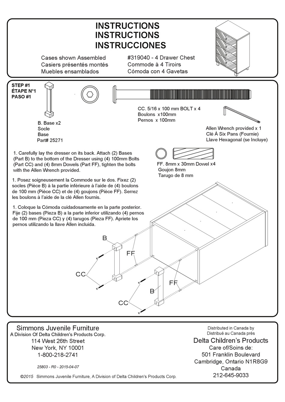 SIMMONS JUVENILE FURNITURE 319040 INSTRUCTIONS FOR USE Pdf Download ...