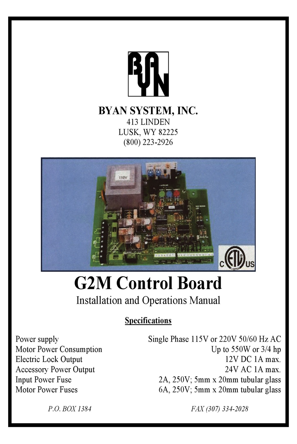 BYAN SYSTEM G2M INSTALLATION AND OPERATION MANUAL Pdf Download ManualsLib