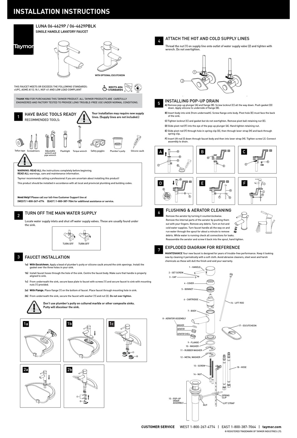 TAYMOR LUNA 064629P INSTALLATION INSTRUCTIONS Pdf Download ManualsLib