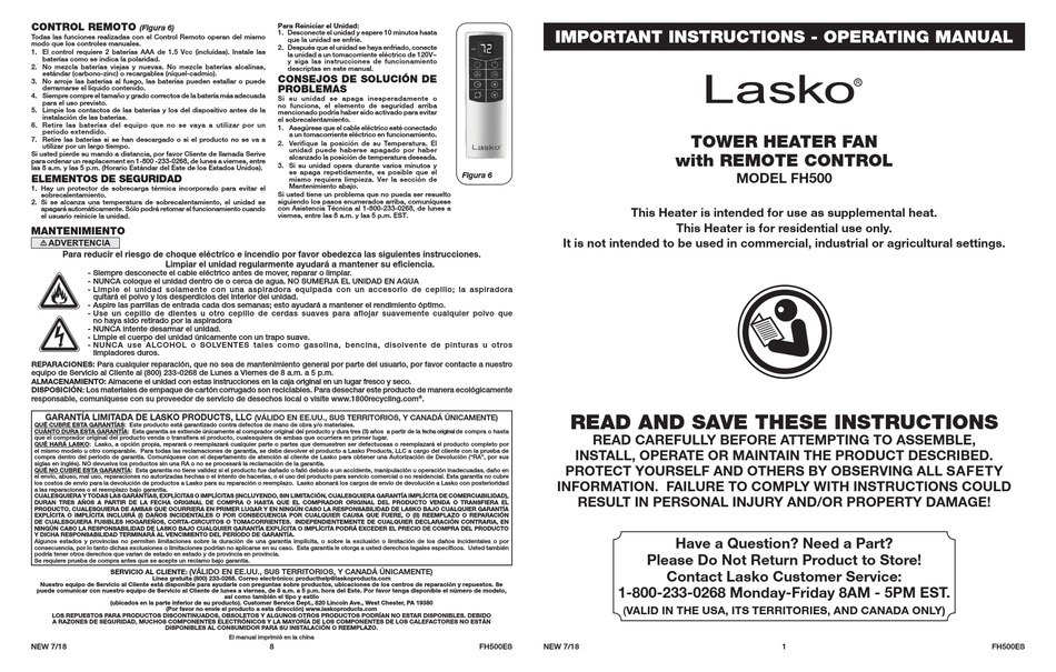 LASKO FH500 OPERATING MANUAL Pdf Download | ManualsLib