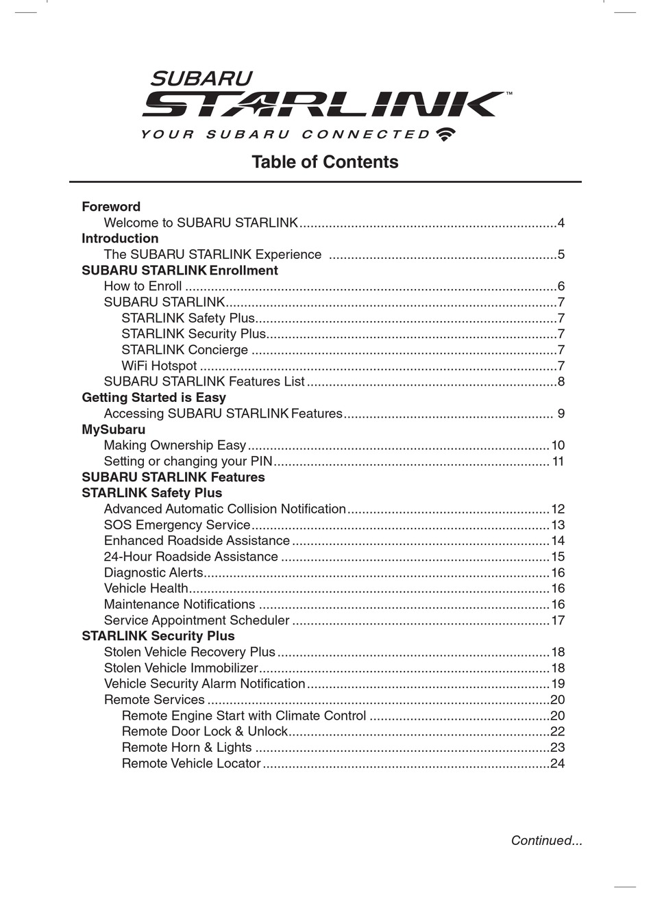 subaru starlink remote start instructions