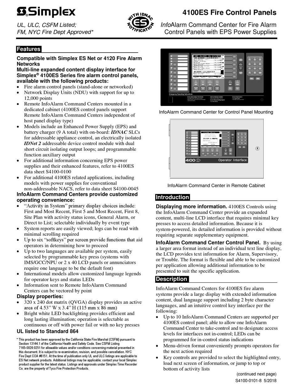 SIMPLEX 4100ES OPERATING INSTRUCTIONS MANUAL Pdf Download | ManualsLib