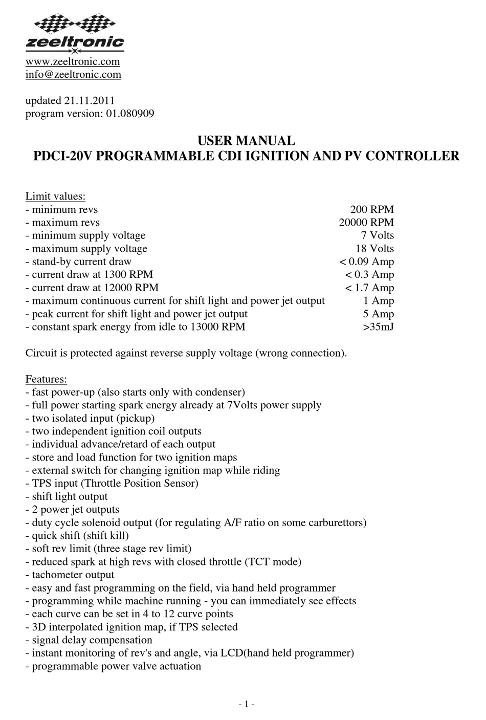 ZEELTRONIC PDCI-20V USER MANUAL Pdf Download | ManualsLib