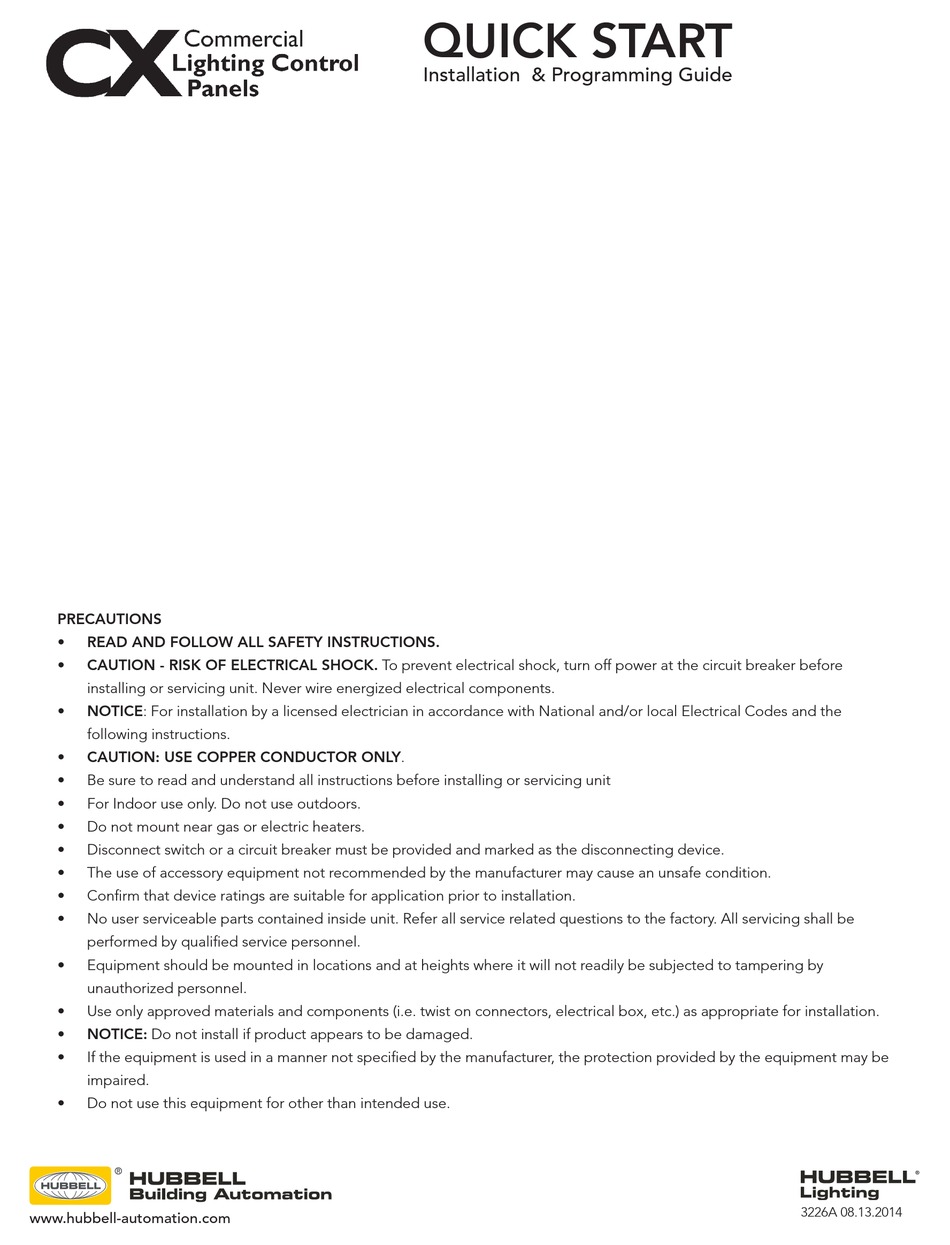 HUBBELL LIGHTING CX QUICK START MANUAL Pdf Download ManualsLib
