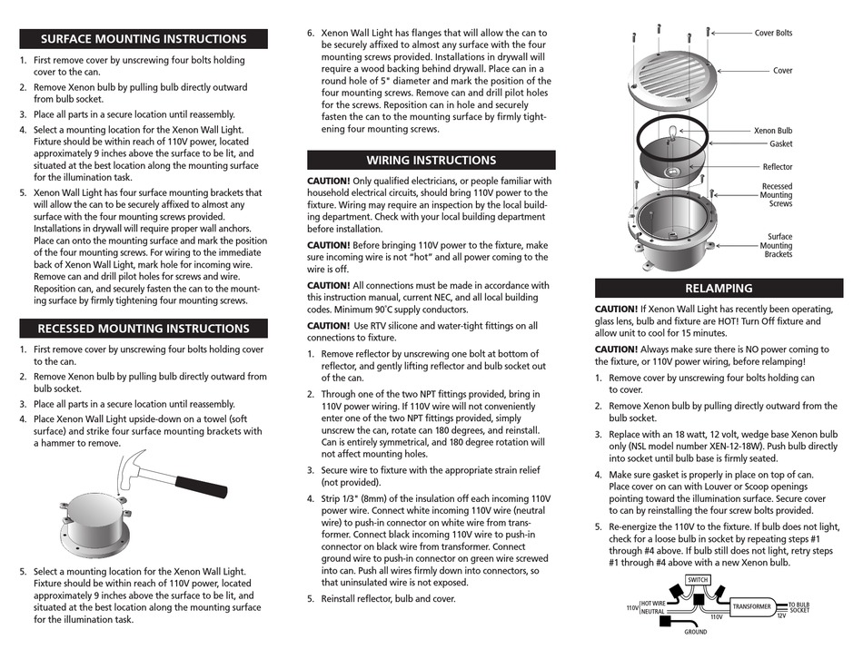 NSL XENON INSTALLATION INSTRUCTIONS Pdf Download | ManualsLib