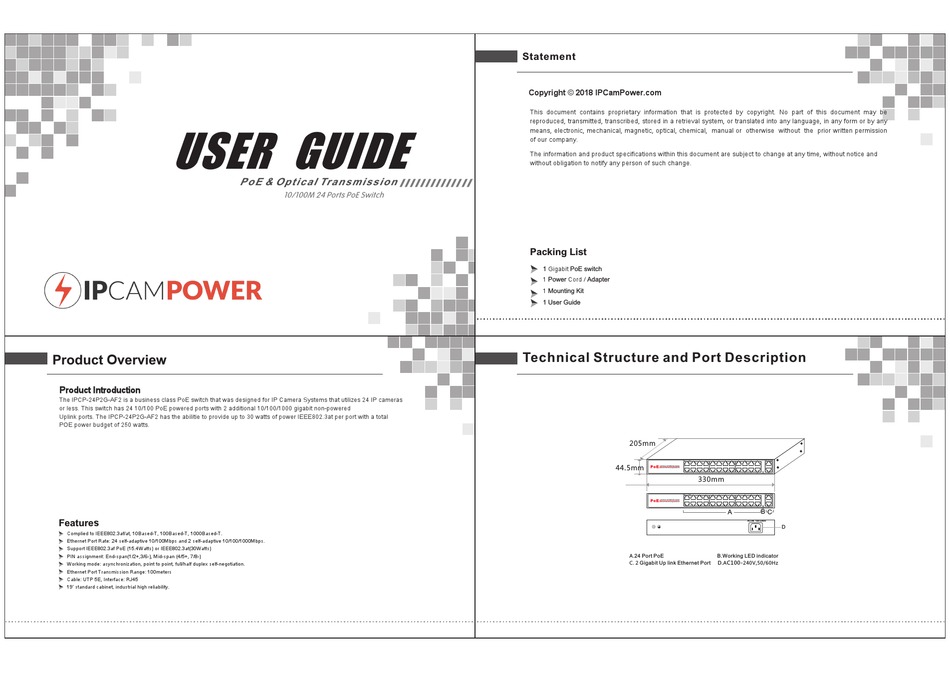 IPCAMPOWER IPCP-24P2G-AF2 USER MANUAL Pdf Download | ManualsLib