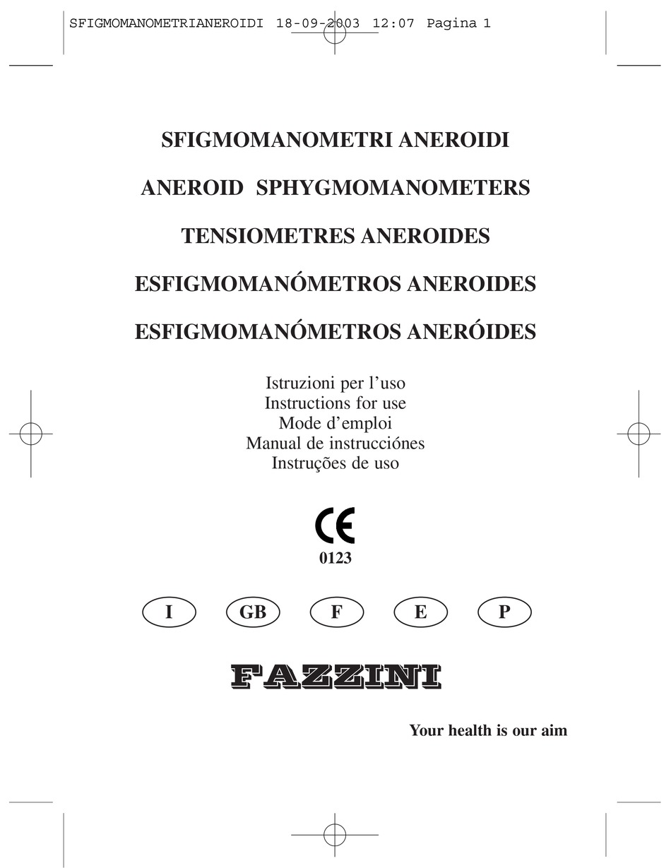 FAZZINI ANEROID SPHYGMOMANOMETER INSTRUCTIONS FOR USE MANUAL Pdf