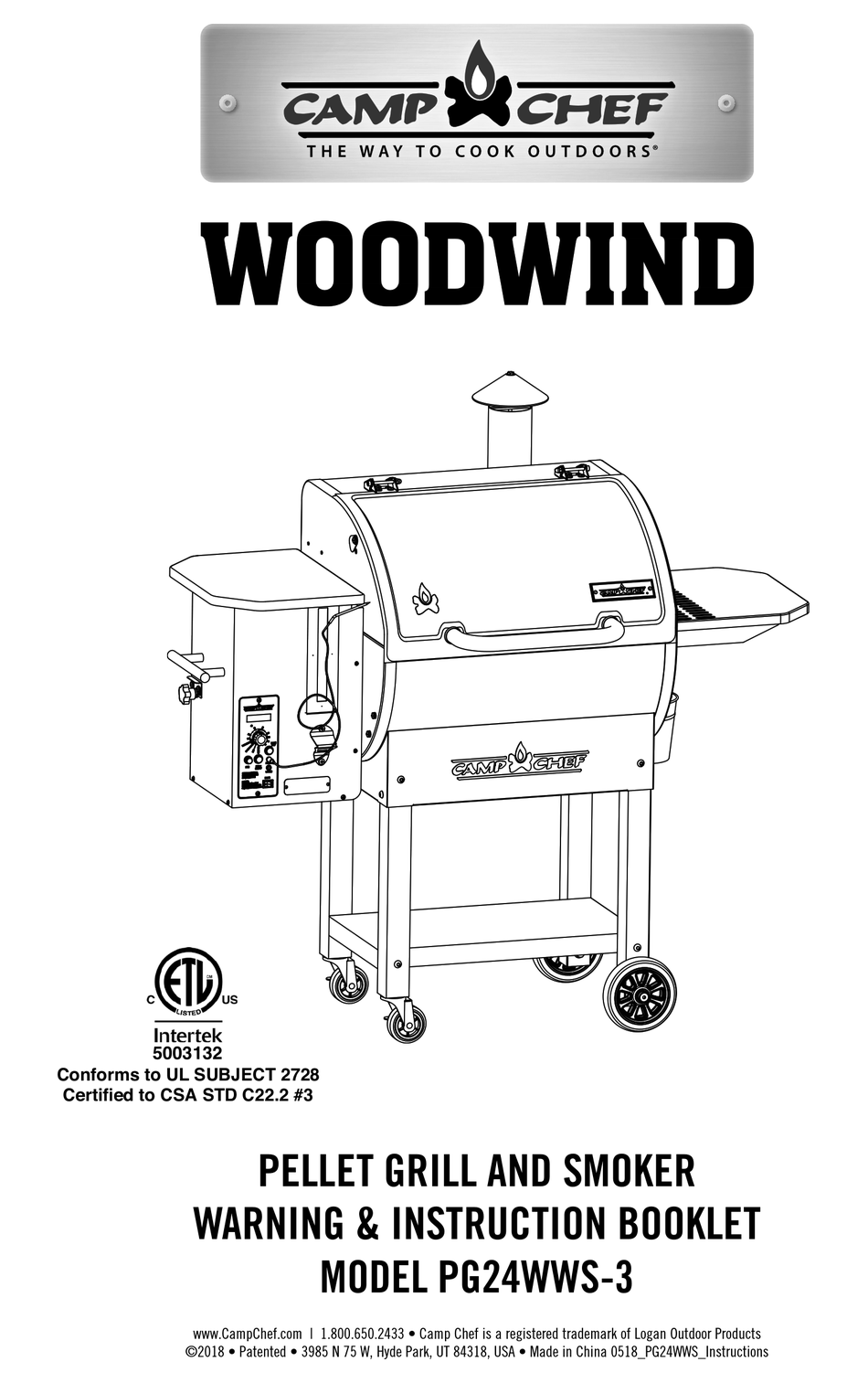 CAMP CHEF WOODWIND WARNING & INSTRUCTION BOOKLET Pdf Download | ManualsLib