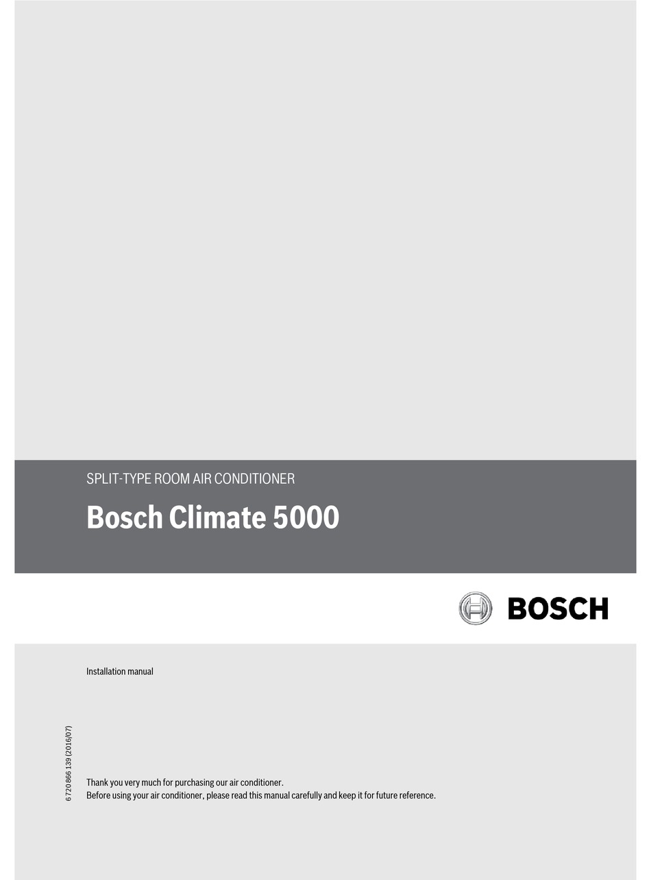 BOSCH CLIMATE 5000 INSTALLATION MANUAL Pdf Download | ManualsLib