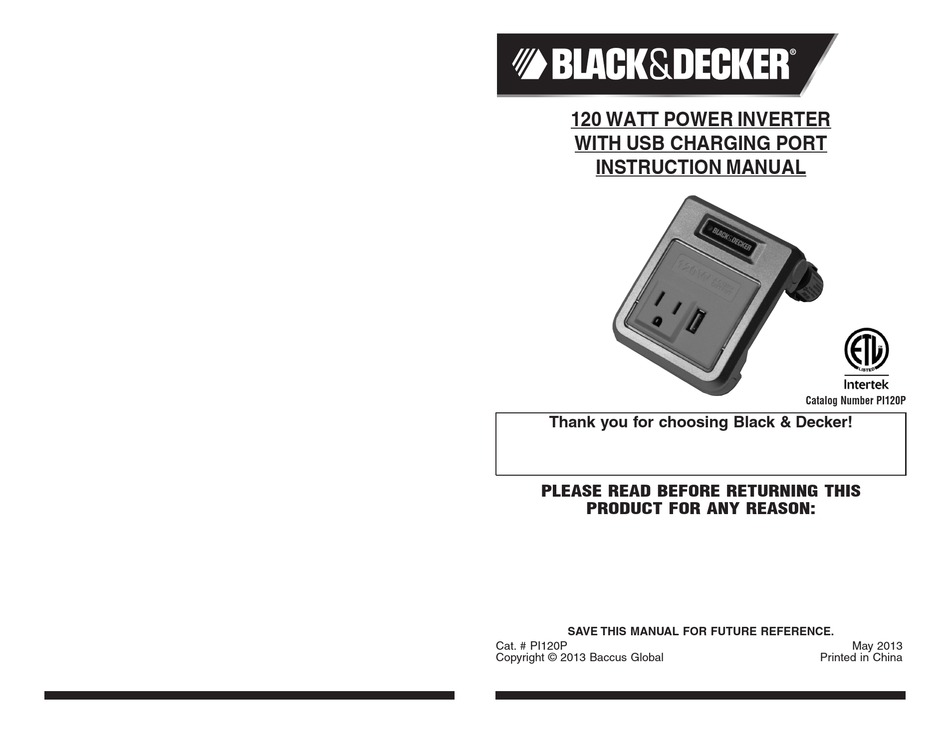 Black Decker Pi120p Instruction Manual Pdf Download Manualslib