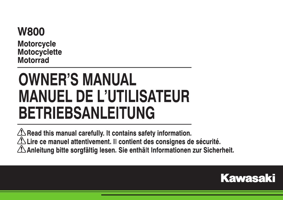 Ved spand evne KAWASAKI W800 OWNER'S MANUAL Pdf Download | ManualsLib