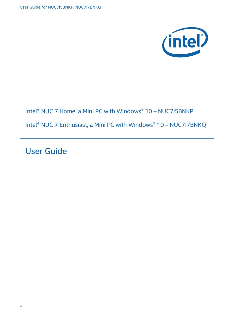 INTEL NUC 7 ENTHUSIAST USER MANUAL Pdf Download ManualsLib