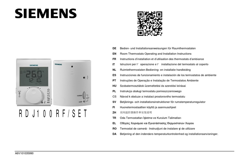 SIEMENS RDJ100RF/SET OPERATING AND INSTALLATION INSTRUCTIONS Pdf Download | ManualsLib