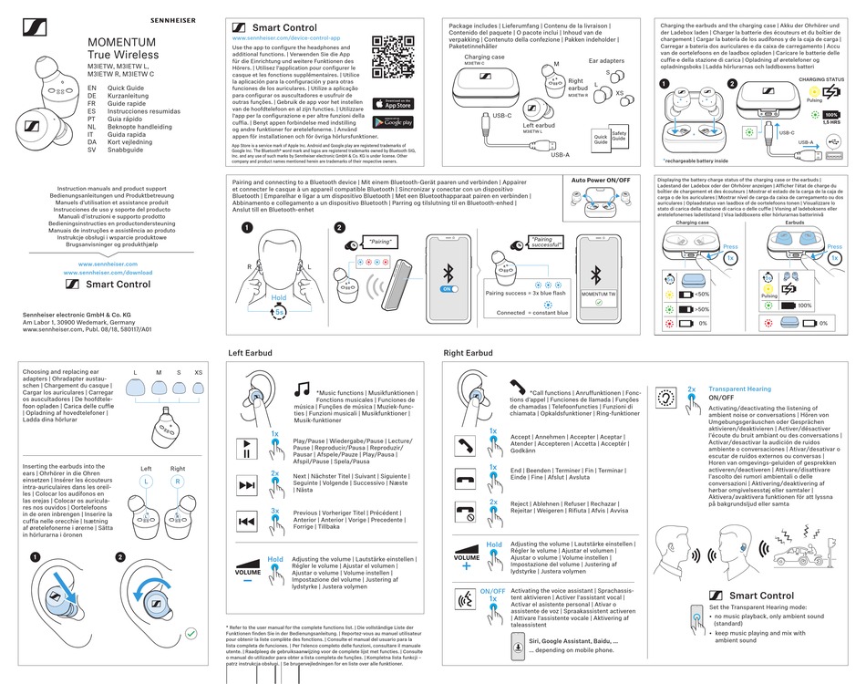 SENNHEISER MOMENTUM M3IETW QUICK MANUAL Pdf Download | ManualsLib