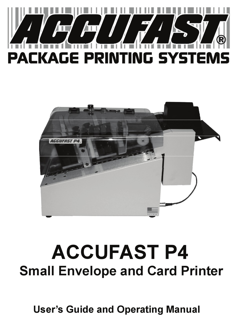 ACCUFAST P4 USER MANUAL AND OPERATING MANUAL Pdf Download ManualsLib