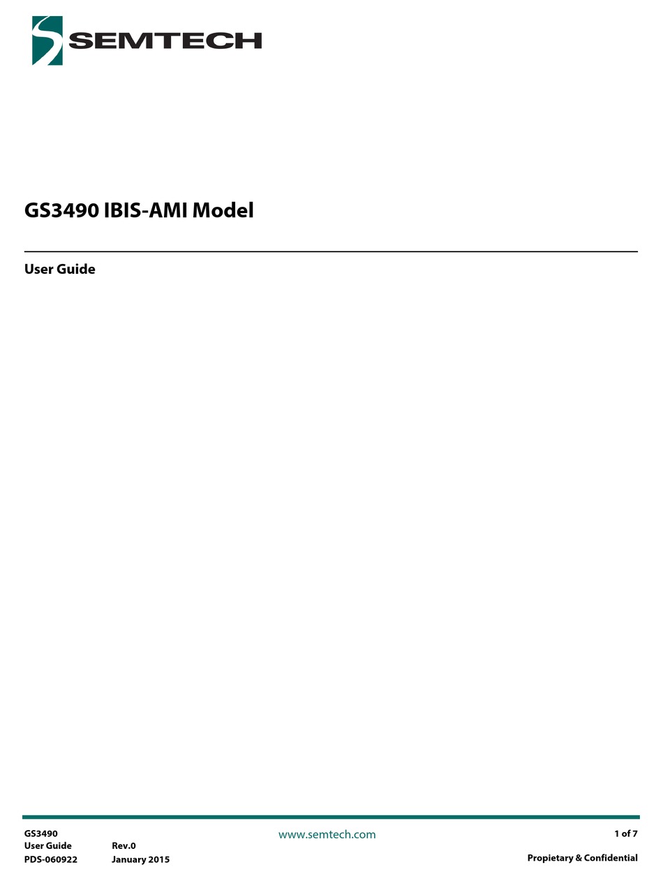SEMTECH GS3490 IBISAMI USER MANUAL Pdf Download ManualsLib