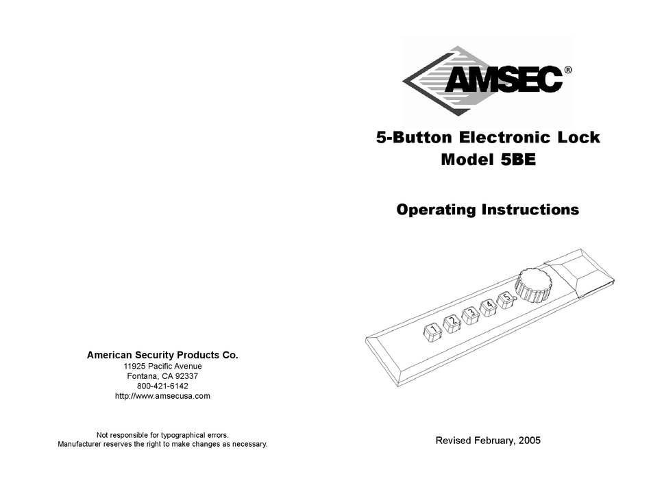 AMSEC 5BE OPERATING INSTRUCTIONS Pdf Download ManualsLib