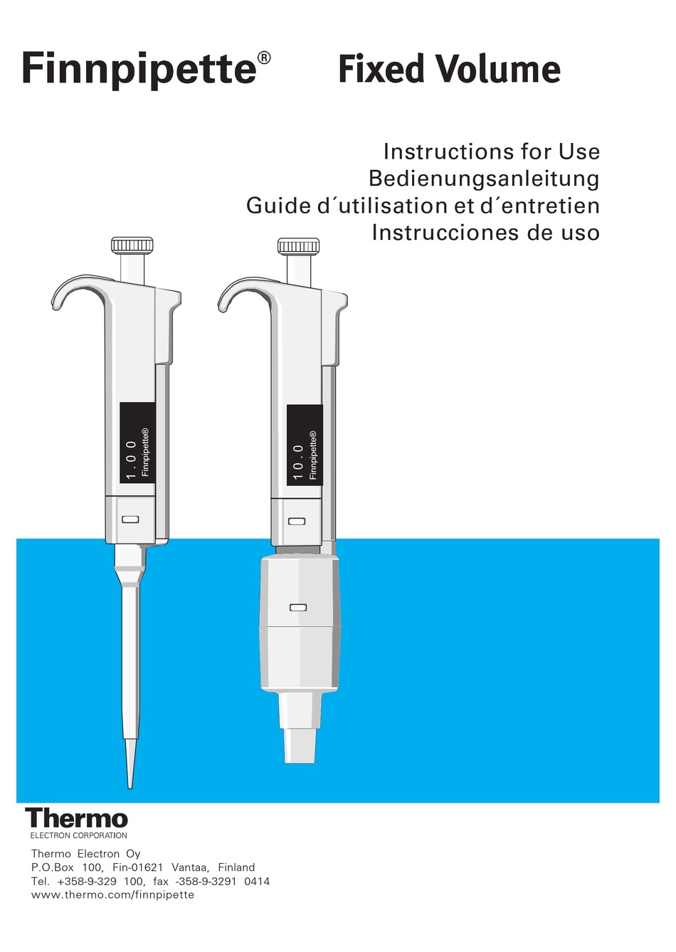 THERMO SCIENTIFIC FINNPIPETTE INSTRUCTIONS FOR USE MANUAL Pdf Download