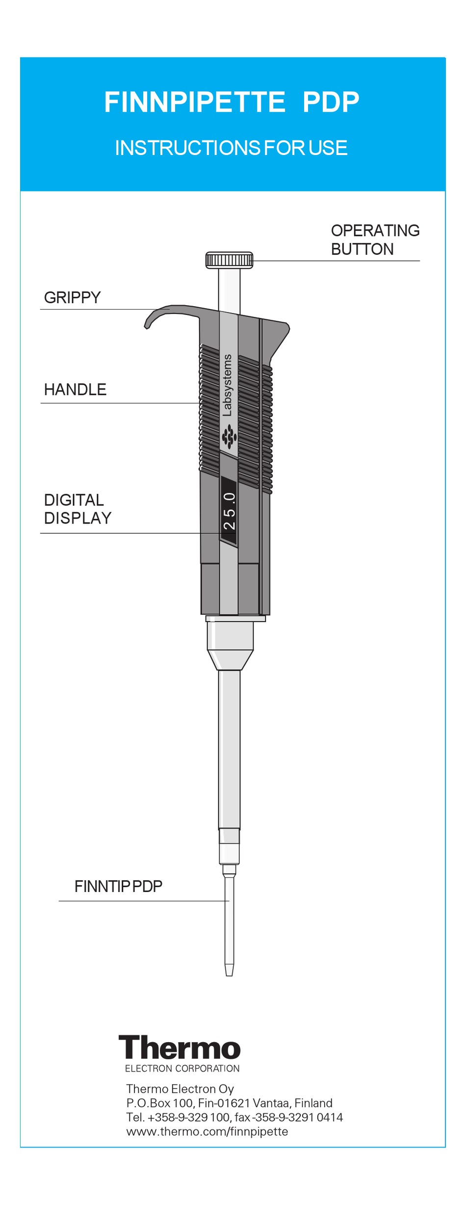 THERMO SCIENTIFIC FINNPIPETTE PDP INSTRUCTIONS FOR USE MANUAL Pdf