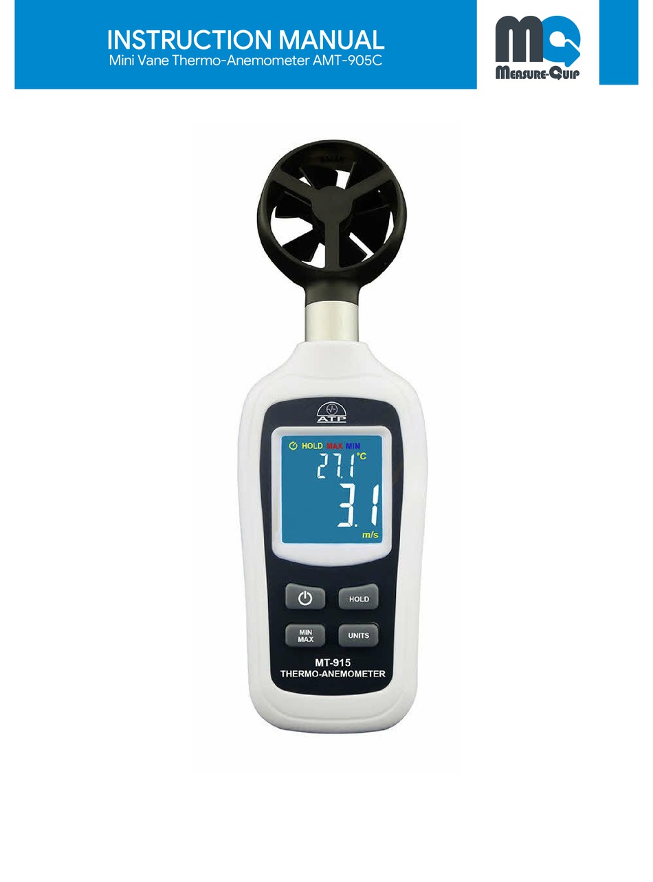 MEASUREQUIP MINI VANE THERMOANEMOMETER AMT905C INSTRUCTION MANUAL