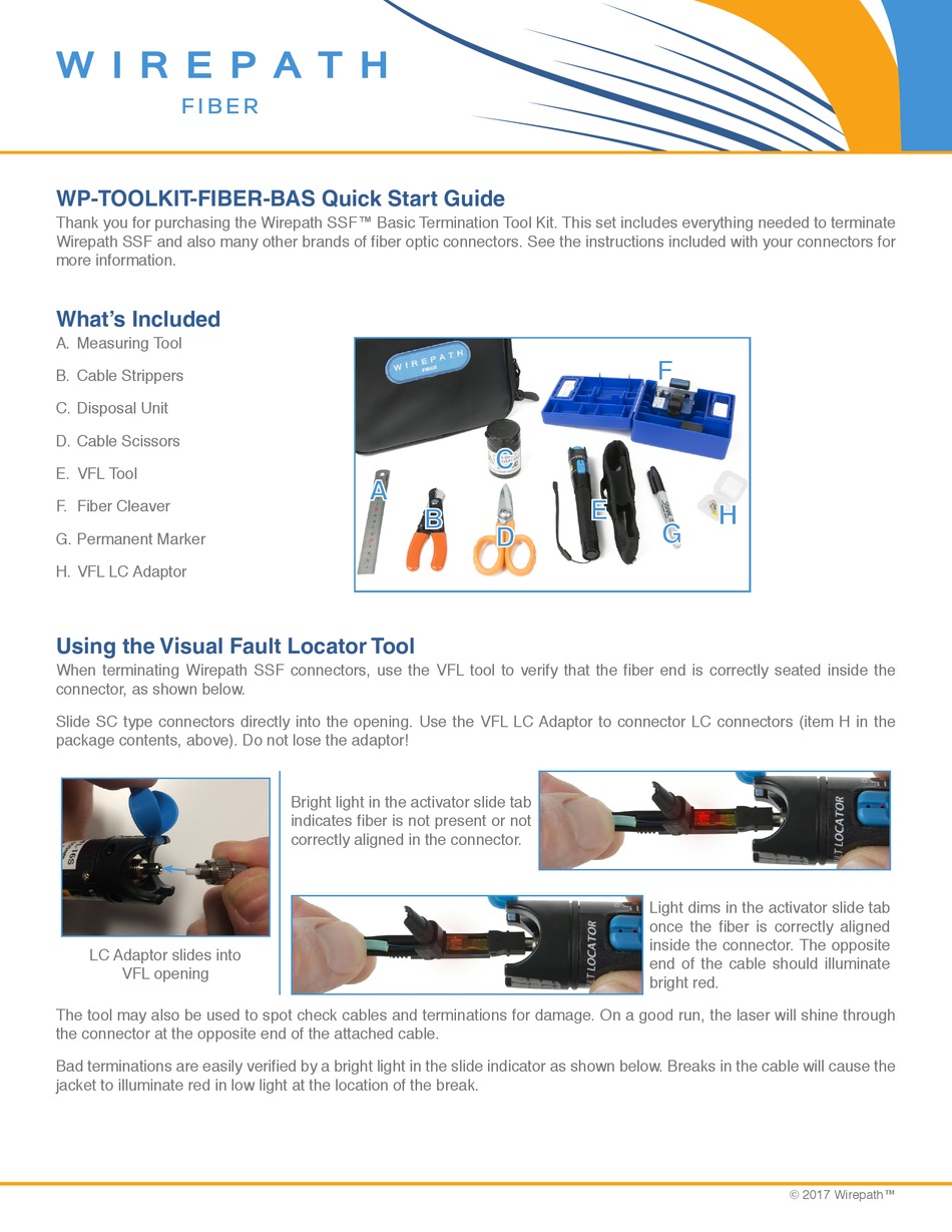 WIREPATH WPTOOLKITFIBERBAS QUICK START MANUAL Pdf Download ManualsLib