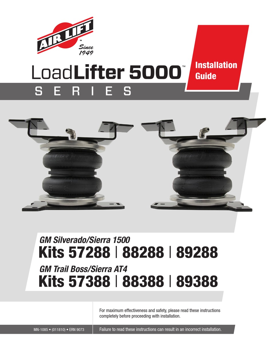AIR LIFT LOADLIFTER 5000 SERIES INSTALLATION MANUAL Pdf Download