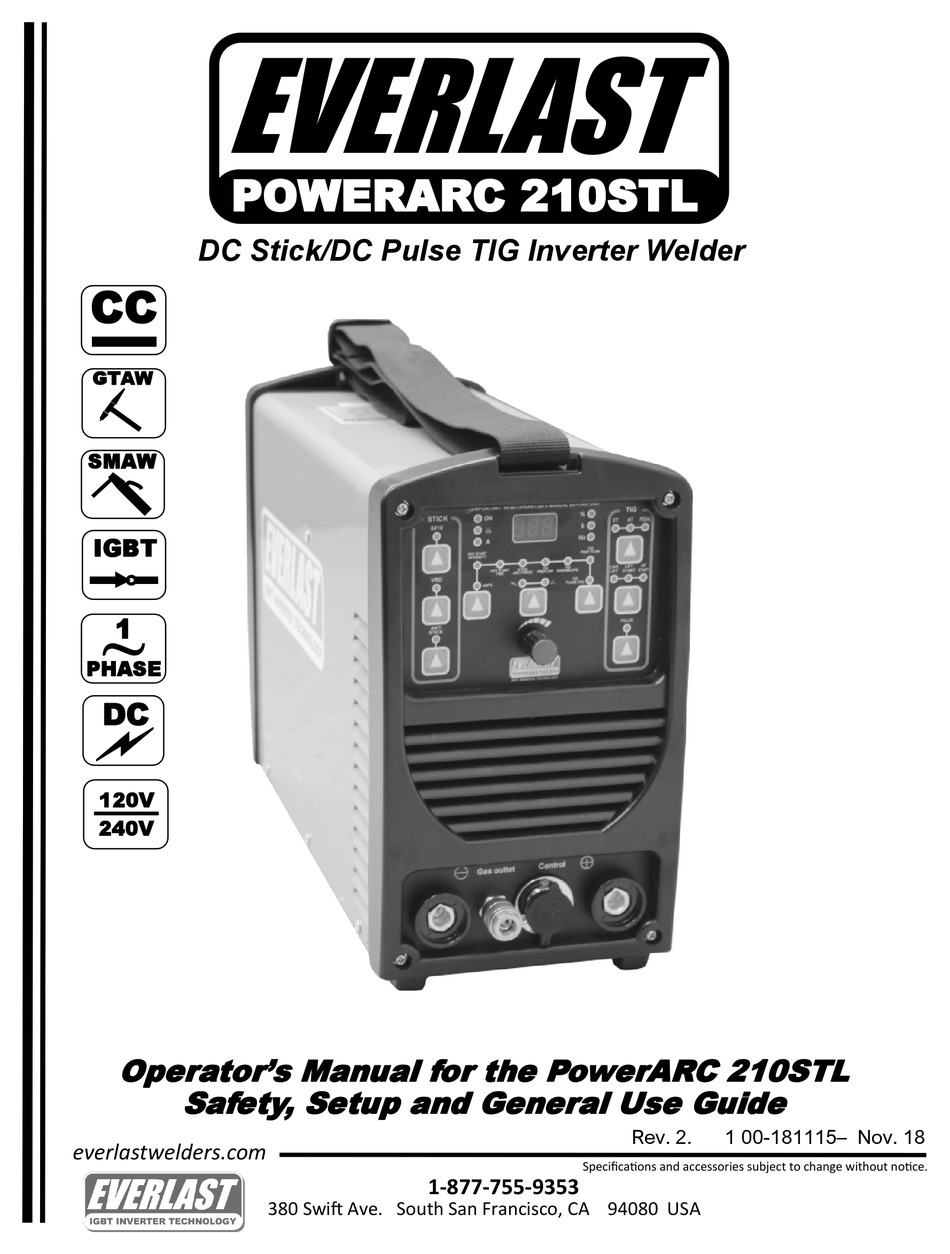 EVERLAST POWERARC 210ST OPERATOR'S MANUAL Pdf Download ManualsLib