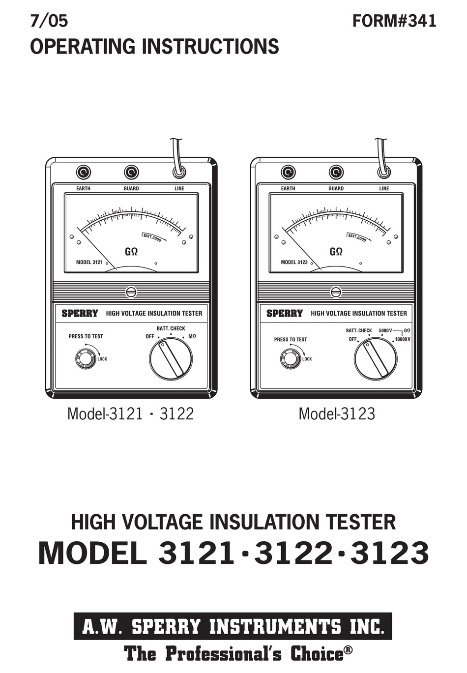 SPERRY INSTRUMENTS 3121 OPERATING INSTRUCTIONS MANUAL Pdf Download
