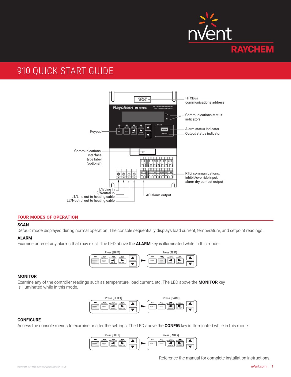 RAYCHEM 910 SERIES QUICK START MANUALS Pdf Download | ManualsLib  Pentair 910 Controller Wiring Diagram    ManualsLib