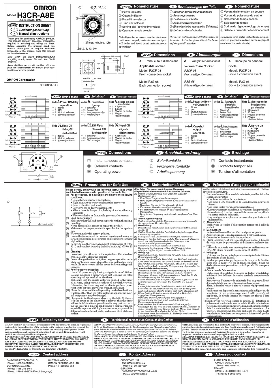 OMRON H3CR-A8E INSTRUCTION SHEET Pdf Download | ManualsLib