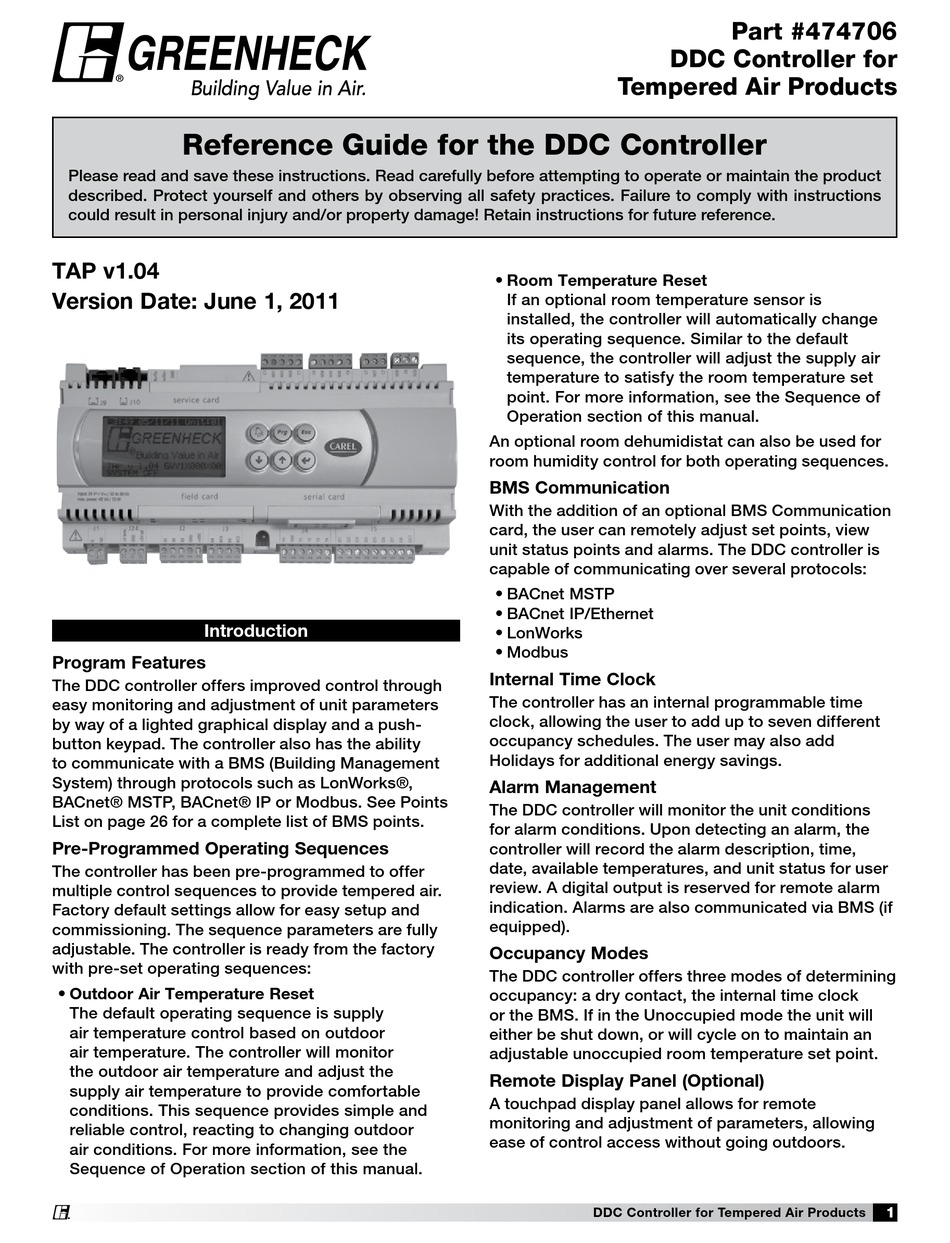 GREENHECK 474706 REFERENCE MANUAL Pdf Download ManualsLib