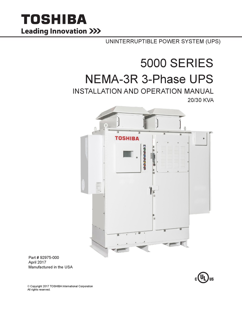 TOSHIBA 5000 SERIES INSTALLATION AND OPERATION MANUAL Pdf Download