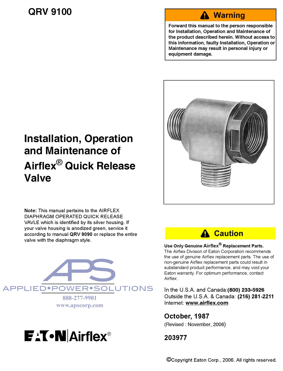 EATON 145406 INSTALLATION, OPERATION AND MAINTENANCE MANUAL Pdf