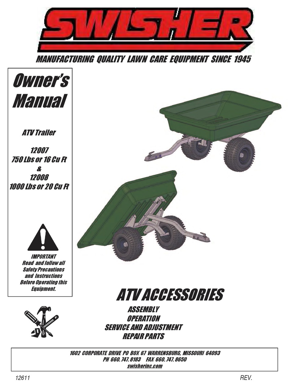 SWISHER 12007 OWNER'S MANUAL Pdf Download ManualsLib