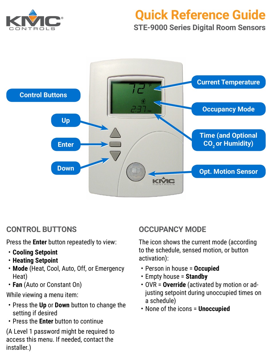 KMC CONTROLS STE9000 SERIES QUICK REFERENCE MANUAL Pdf Download