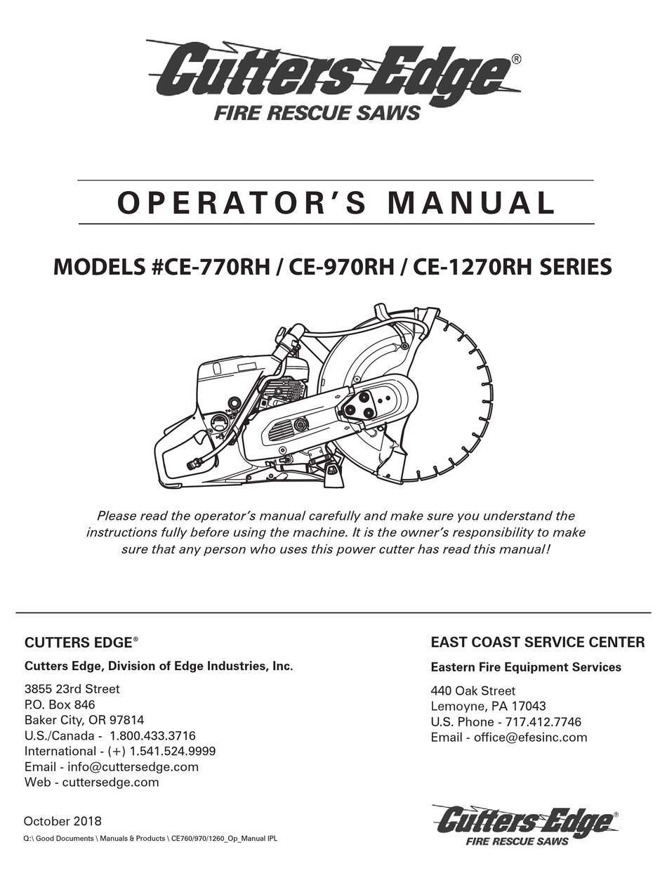 CUTTERS EDGE CE770RH SERIES OPERATOR'S MANUAL Pdf Download ManualsLib