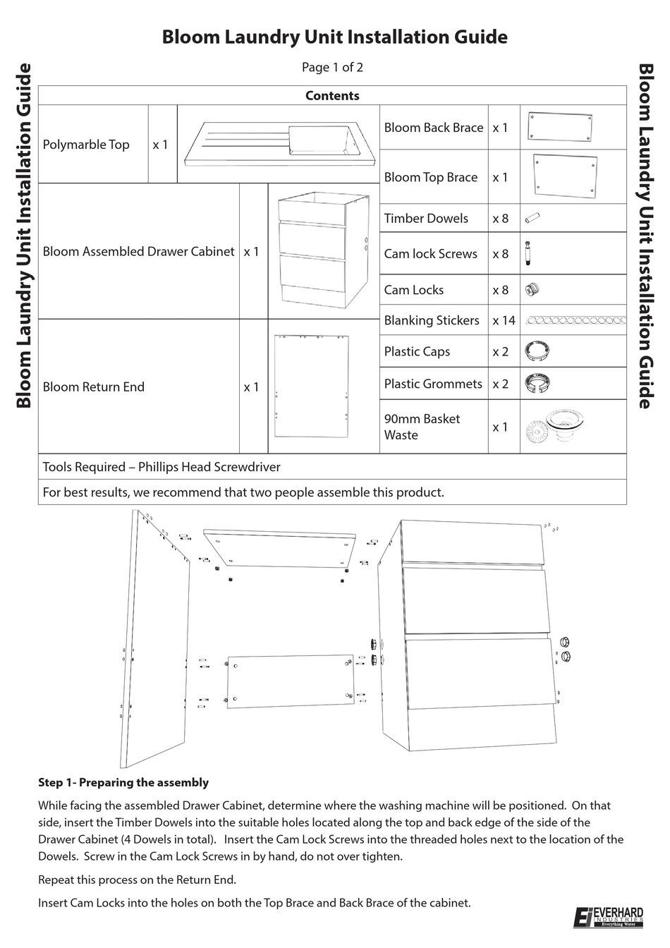 EVERHARD INDUSTRIES BLOOM LAUNDRY UNIT INSTALLATION MANUAL Pdf Download ...