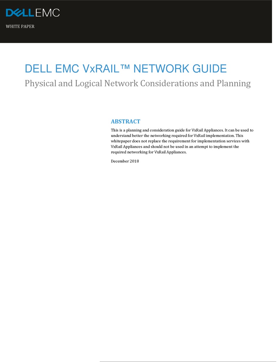 DELL EMC VXRAIL E SERIES NETWORK MANUAL Pdf Download | ManualsLib