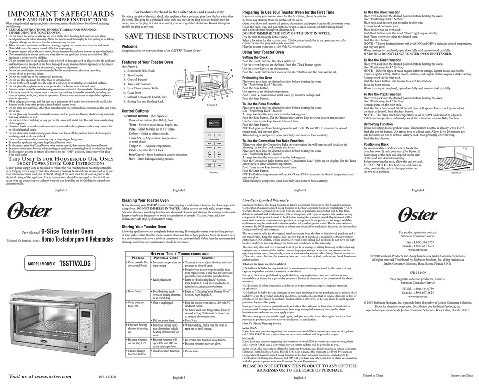 User manual Oster OGG61101 (English - 17 pages)