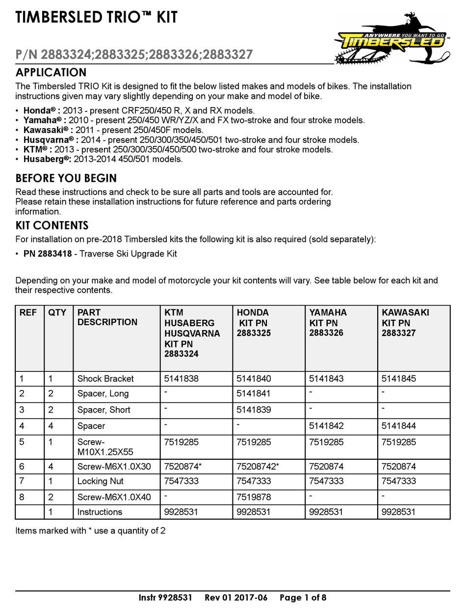 TIMBERSLED TRIO INSTALLATION MANUAL Pdf Download ManualsLib