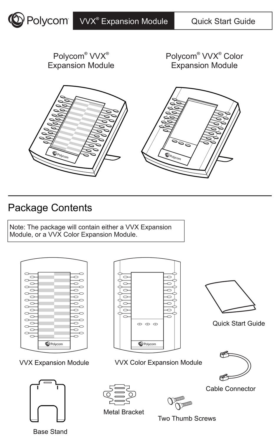 POLYCOM VVX EXPANSION MODULE QUICK START MANUAL Pdf Download | ManualsLib