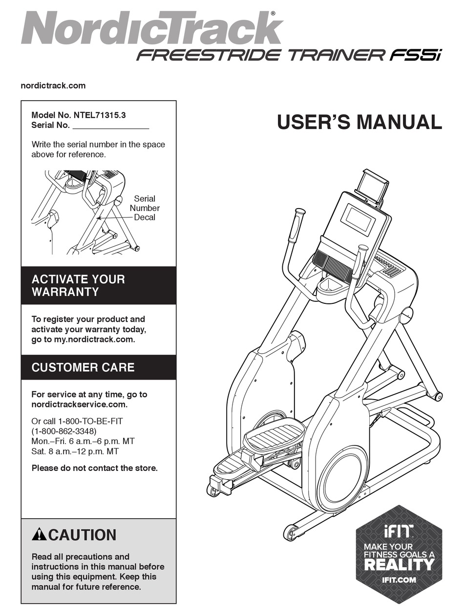 NORDICTRACK FREESTRIDE USER MANUAL Pdf Download ManualsLib