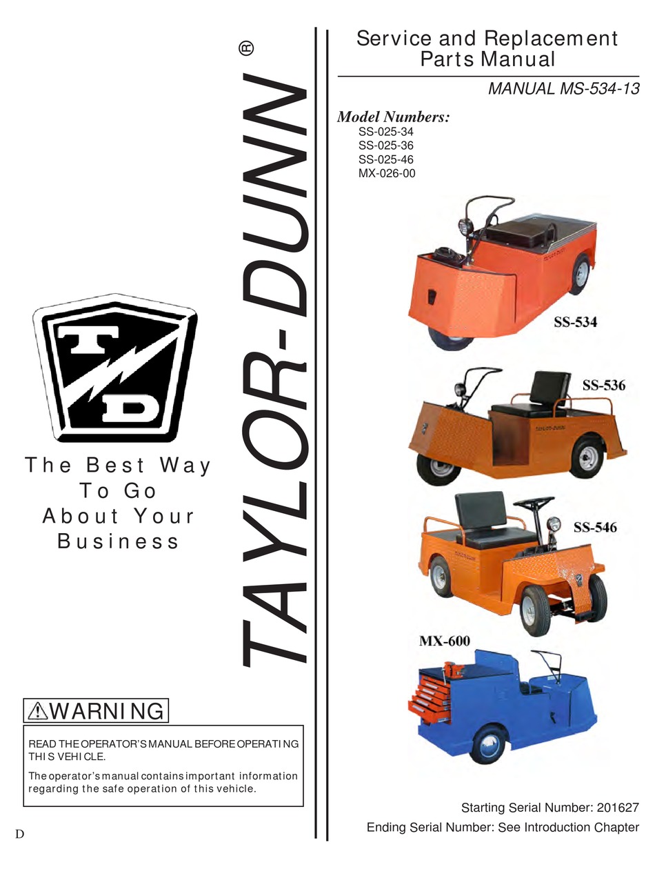 3 Wheel  Service Manual  CD in Pdf. Taylor Dunn Utility Cart 
