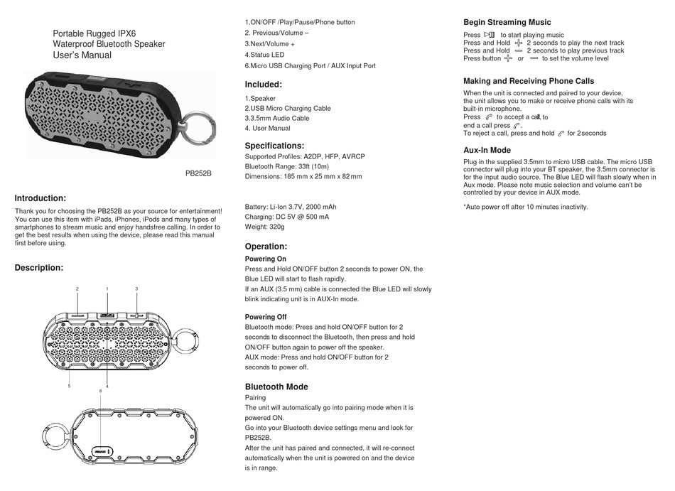 PARTS EXPRESS PB252B USER MANUAL Pdf Download ManualsLib