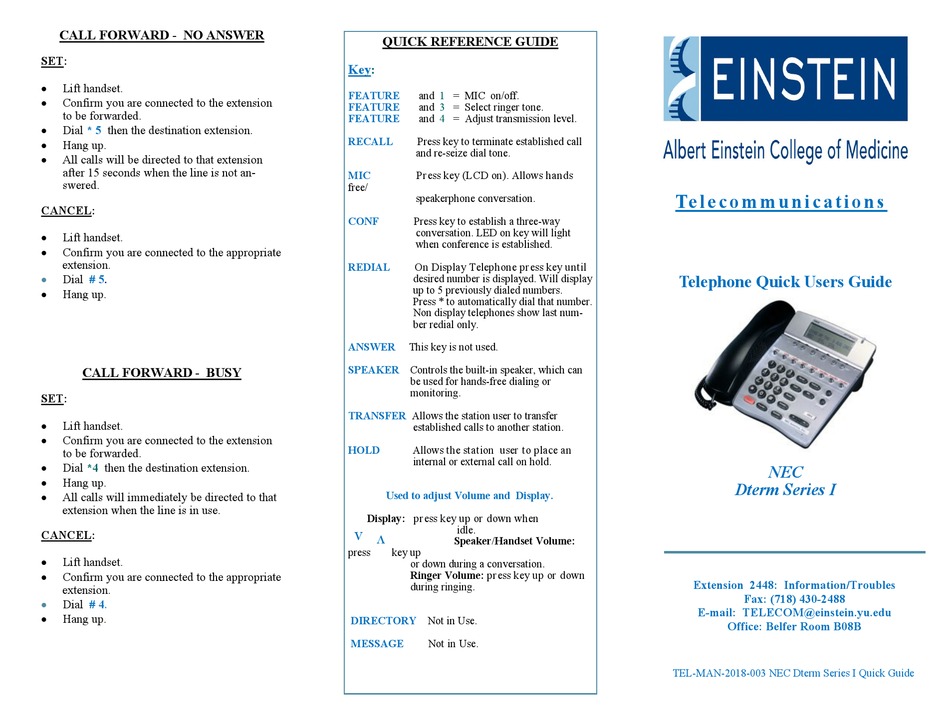 NEC DTERM SERIES I QUICK USER MANUAL Pdf Download | ManualsLib