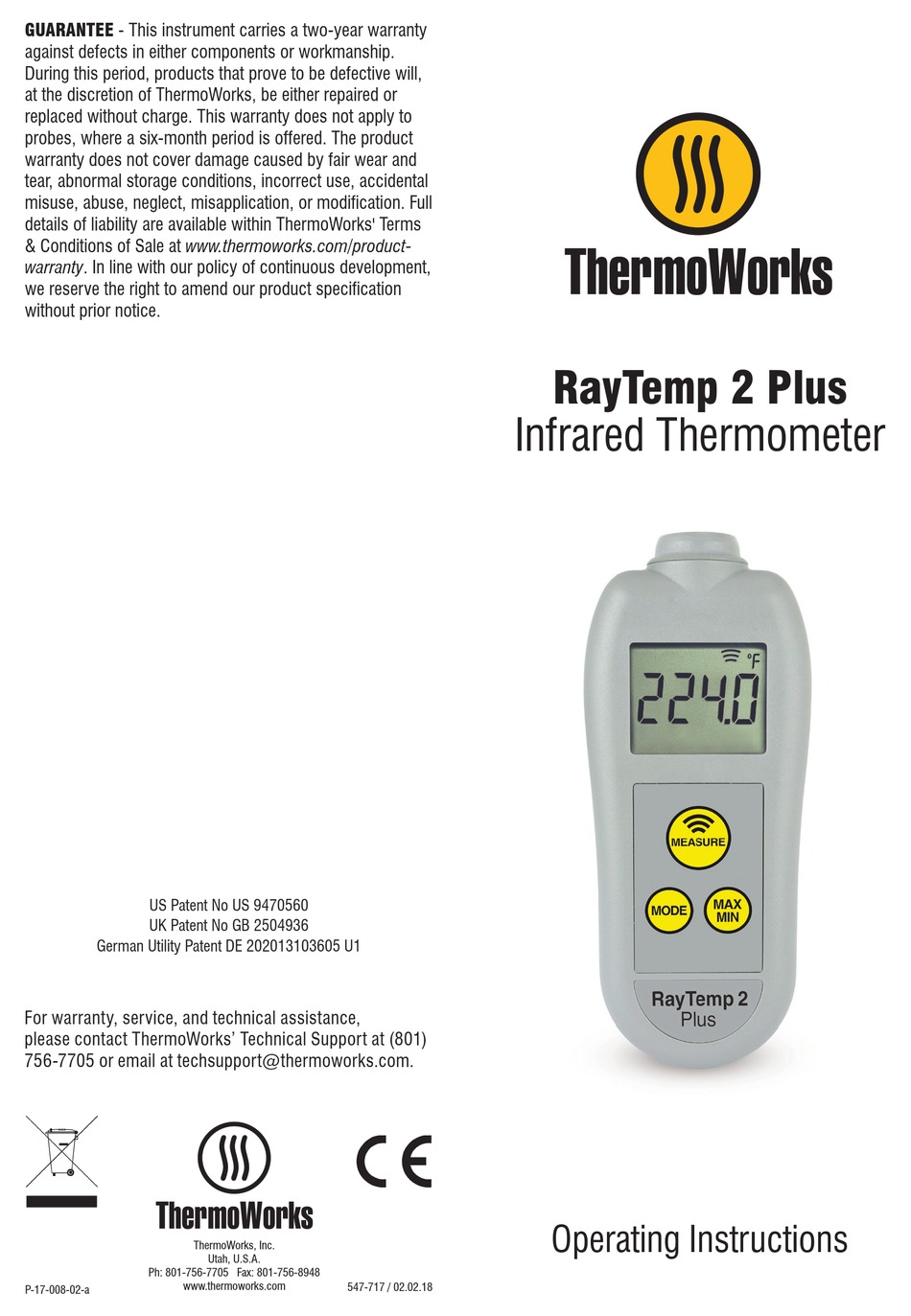 THERMOWORKS RAYTEMP 2 PLUS OPERATING INSTRUCTIONS Pdf Download ManualsLib