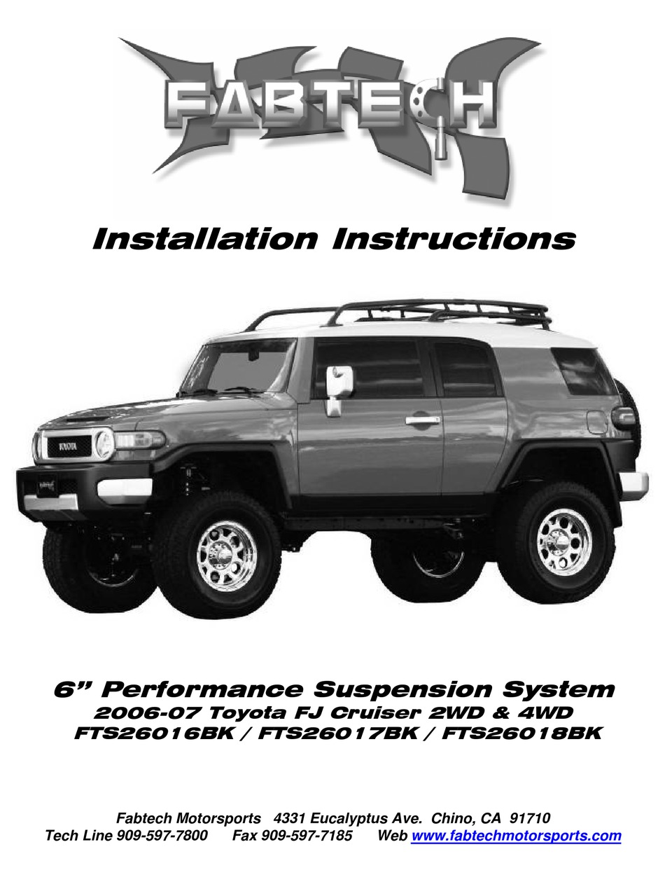 FABTECH FTS26016BK INSTALLATION INSTRUCTIONS MANUAL Pdf Download